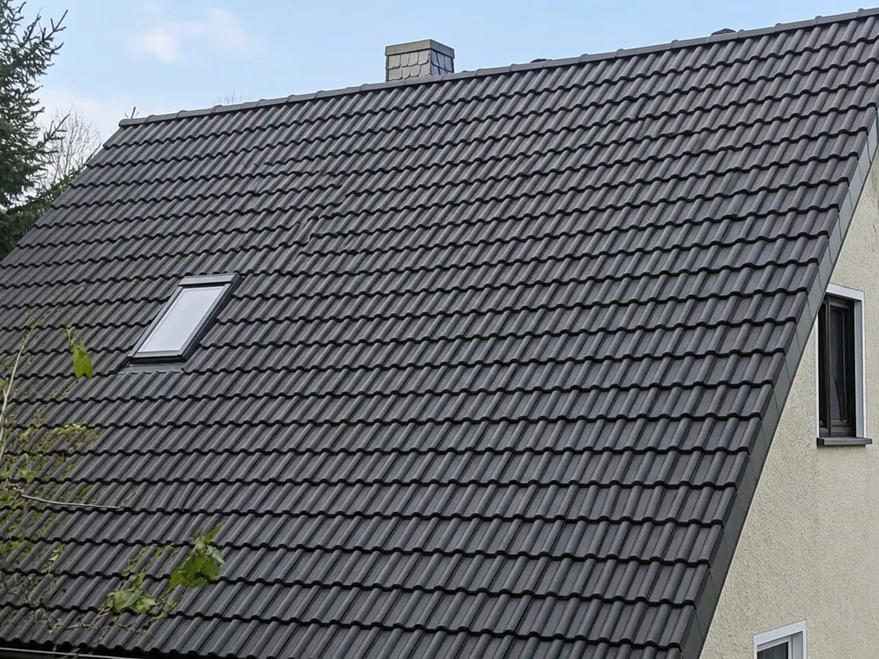Dachziegel nach der schonenden Dachreinigung, sauber und gleichmäßig